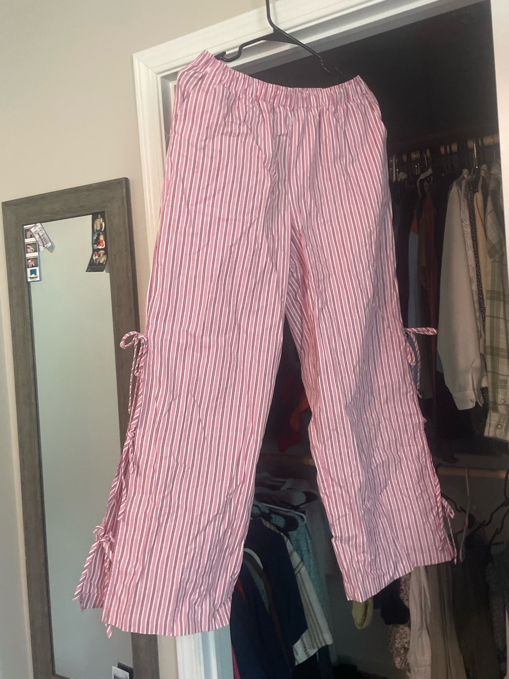 wild fable Pink & White Striped Wide-Leg Tie Detail Pants - Picture 3 of 5